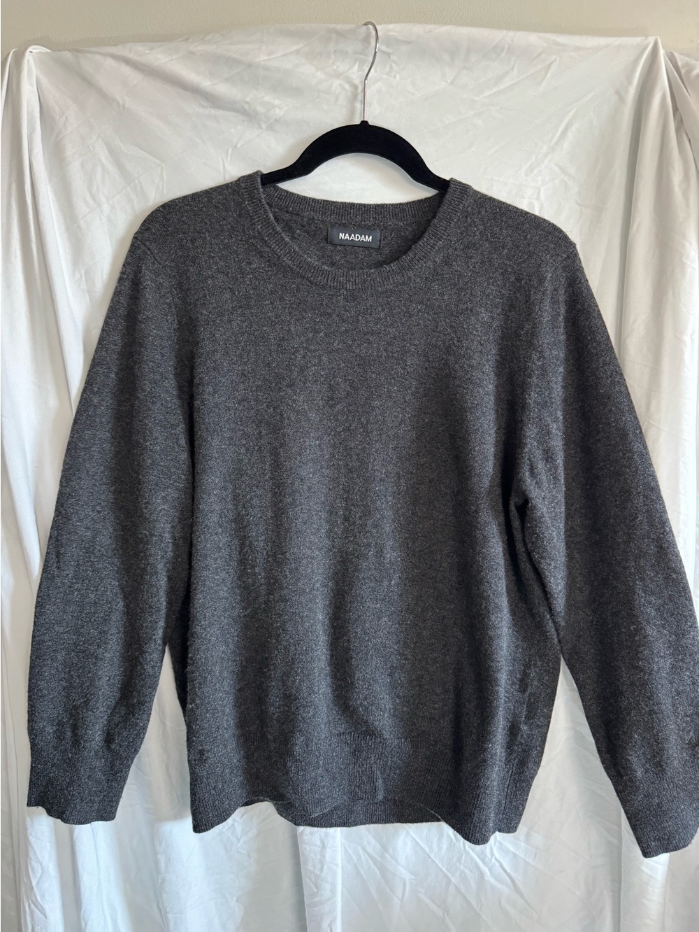 NAADAM 100% Cashmere Crewneck Sweater Charcoal Gray Classic Pullover Large